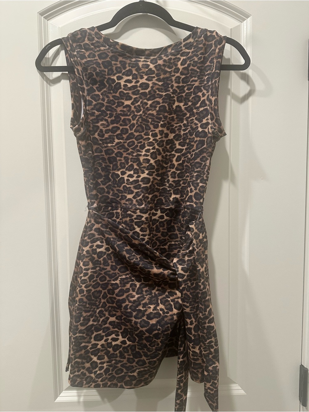 Sleeveless Leopard Print Mini Dress with Side Bow Small - Picture 5 of 6